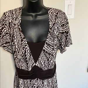 Brown/white a-line dress